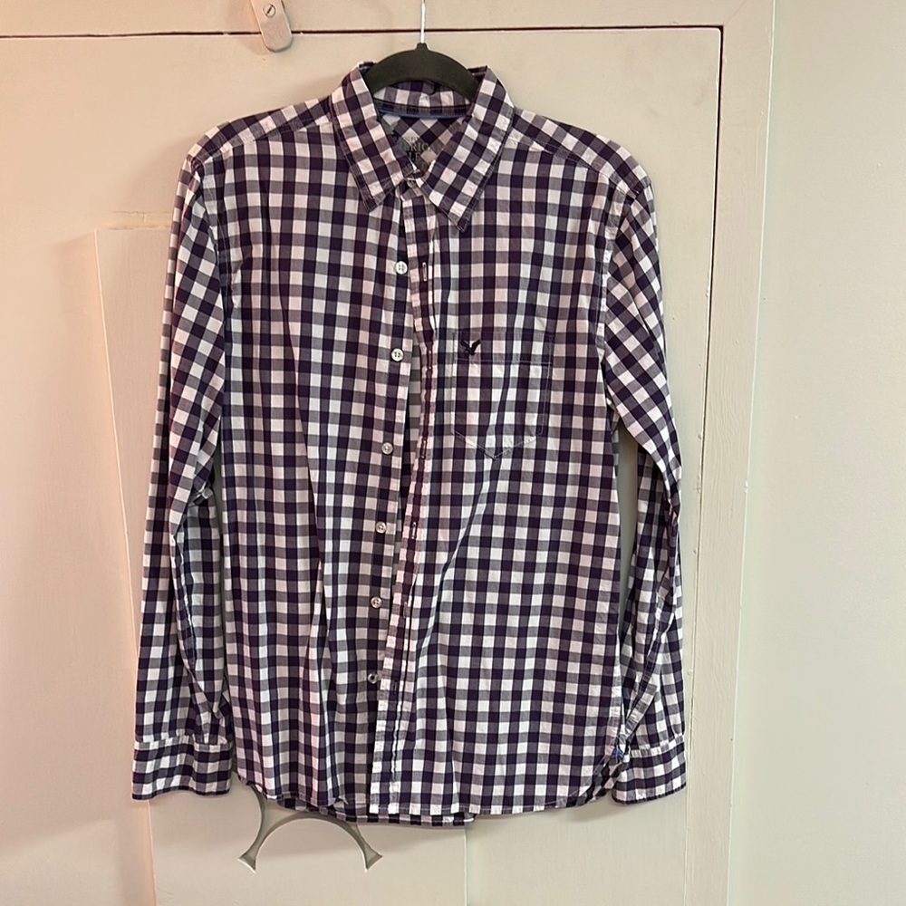 American Eagle Outfitters Black and White Gingham Casual Shirt
